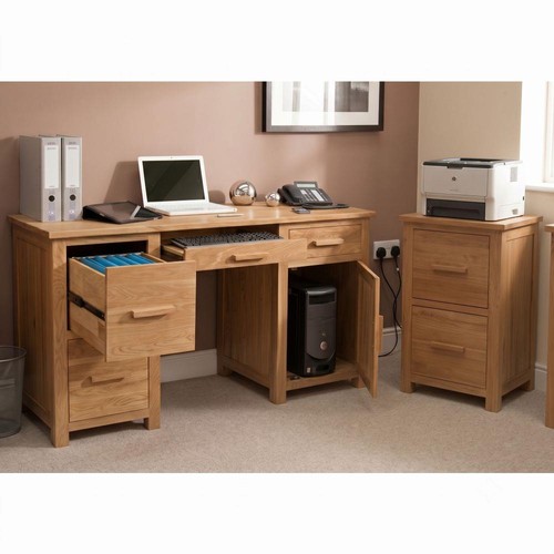 Solid oak large desk - oak, &