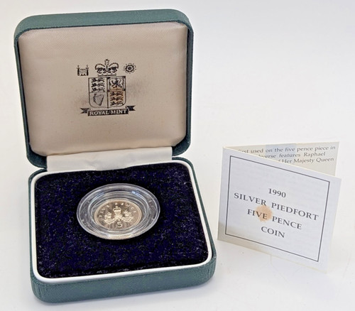 1990 silver piedfort coin - 1990, 5p