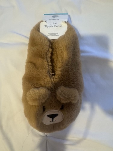 Teddy bear slipper socks - bear, new