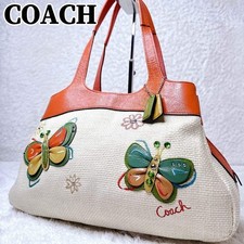 Coach Straw Tote Bag Butterfly