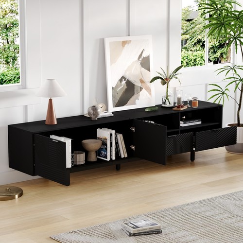 Black stand media cabinet - black,