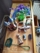 Aquarium decorations Ruined Castle , plane ,  diver ...big set