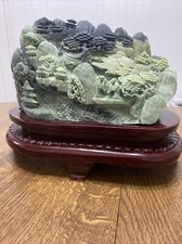 Natural Dushan Jade Stone Carved Mountain Landscape Art Decoration Ornaments