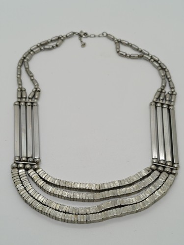 Silver tone layered bib - tone,