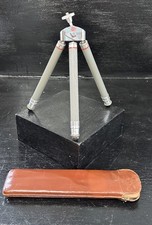 Vintage Bilora Germany Folding Camera Tripod In Leather Carry Case 38” High