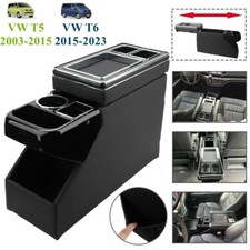 VW T6 2015 ON Transporter Centre Console Storage Box Drink Phone Holder Black UK