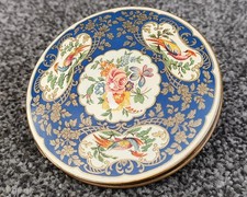 Stratton Floral Bird Vintage Powder Compact, Refillable Makeup Case, Vanity 50s
