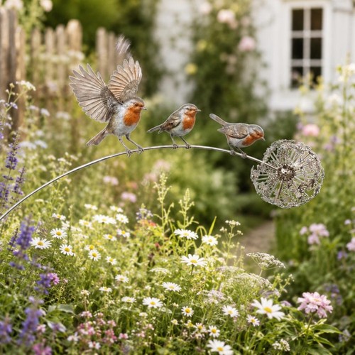 Metal robin yard stake outdoor - robin,