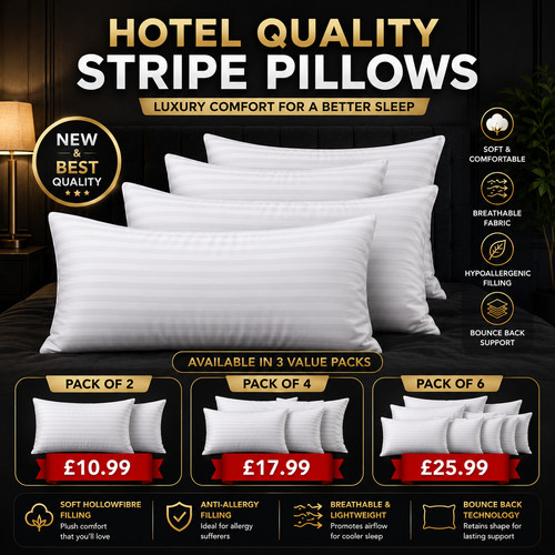 Hotel quality stripe pillows - quality,