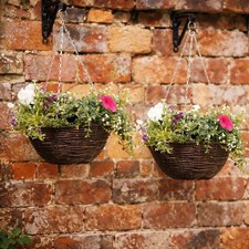 2x 12'' Hanging Basket Rattan