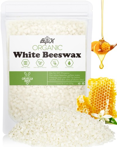 White beeswax pellets - white, for