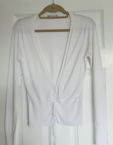 Zara white cardigan jumper - white,