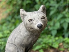Concrete fox figurine Outdoor sitting fox statue Stone wild animal sculpture