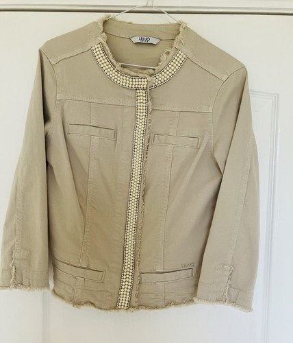 Liu beige denim jacket with - beige,