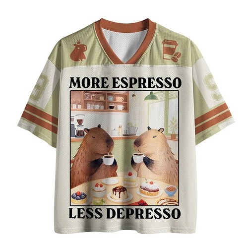 Café capybara mesh jersey - mesh,