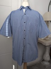 Man's Blue & White Gingham Print Shirt By Jeff Banks Size L