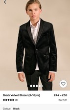 Next Boys Black Velvet Blazer Age 5-6years Christmas Party Special Occasion