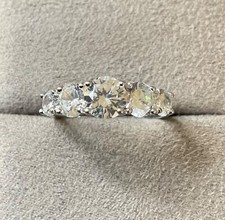 925 Michelle Mone CZ 5 stone ring size P sterling silver 2.99g