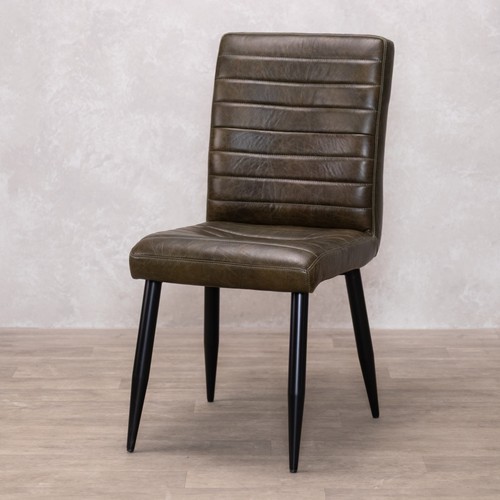 Deep olive leather dining - olive,
