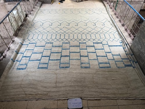Hand knotted oushak area rug - knotted,