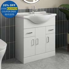 750mm Freestanding Vanity Unit Basin Sink Bathroom Furniture Storage Gloss White