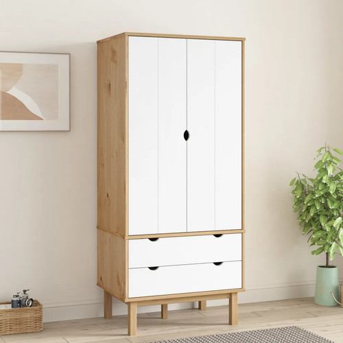 Wardrobe brown white solid - brown/white,