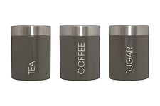 SET OF 3 TEA COFFEE SUGAR CANISTERS KITCHEN STORAGE POTS JARS