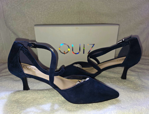 Quiz navy faux suede pointed - suede,