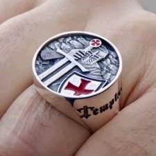 Knights templar crusade England ring size 10 crusader red cross shield