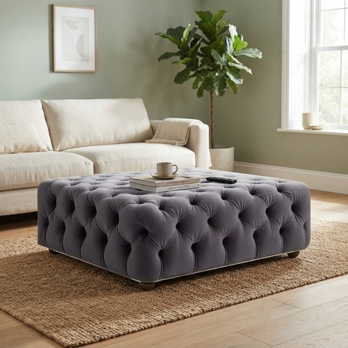 Diamond tufted velvet ottoman - tufted,