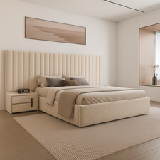 Wide Headboard Velvet Ottoman