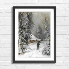 Snowy Countryside Log Cabin