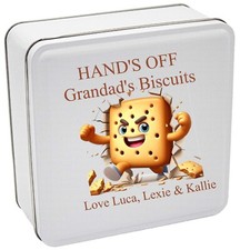 PERSONALISED biscuit tin