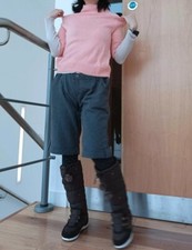 Christmas Jumper Pullover Pure Cashmere Goat High neck short sleeve Pink Size 3