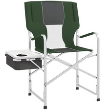 Outsunny Folding Director's Chair, Aluminium, Cooler Bag, Green, Refurbished