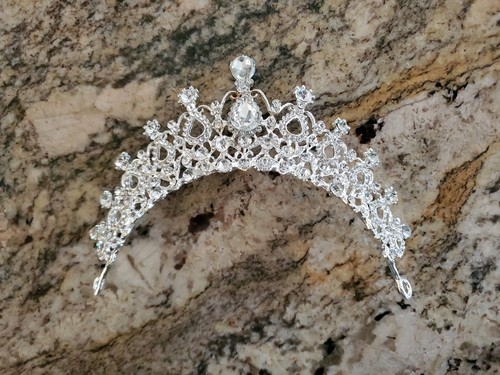 Tiara silver crystal bridal - tiara, cz