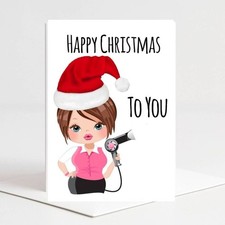 hairdresser stylist  christmas  Card  a5 size brown hair