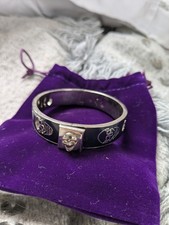 Alexander McQueen Black & Silver Enamel Skull Bangle