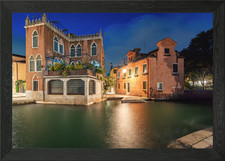 Venice canal night framed - canal,
