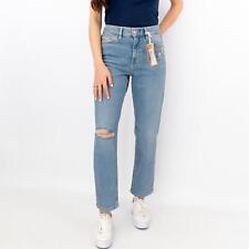 M&S Jean Denim Womens Boyfriend High Waist Blue Ripped Relaxed Trousers Modern
