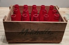 Rare Vintage Red Milk Bottles in Wooden Crate, inc Express, Golden Seal & Crown