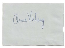 Anne Valery. Actress. Tenko, Emmerdale. Signed Autograph Album Page