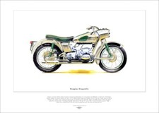DOUGLAS DRAGONFLY - Motorcycle Fine Art Print - 350cc Flat Transverse OHV Twin