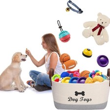 Dog Toy Storage Basket Folding Multifunctional Puppy Stuff Bin for Leashes