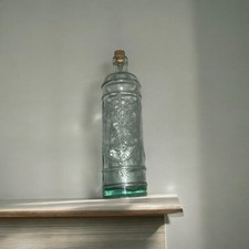 Vintage Green Embossed Round Pressed Glass Bottle Decanter Decorative Grape 