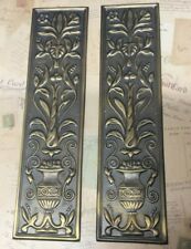 Reclaimed Solid Brass Door Finger Plates Antique Brass re finish Large Oblong 
