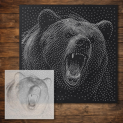 Bear roaring stipple art - bear,