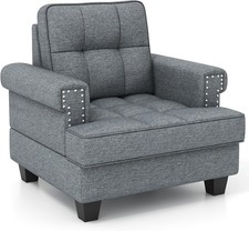 Grey Tufted Armchair Sofa