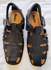 BATA Men’s Black Leather Fisherman Sandals – Comfort Summer Shoes – Size UK 7