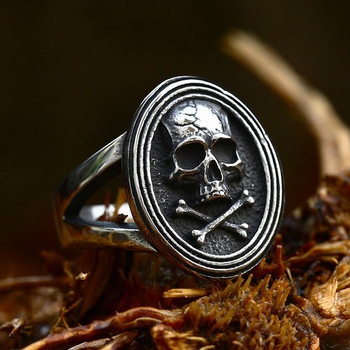 Skull crossbones signet ring - signet,